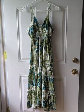 Angie Green Tropical Print Jumpsuit